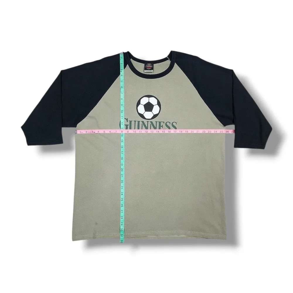 Guinness Official Merchandise Soccer Logo 3/4 Sleeve Olive/Black T-Shirt Mens XL